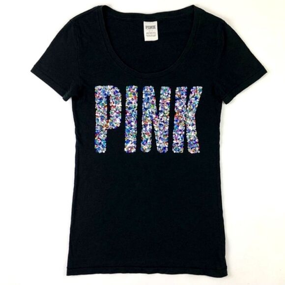 PINK Victoria's Secret Tops - Pink Victoria Secret Sequined Tee